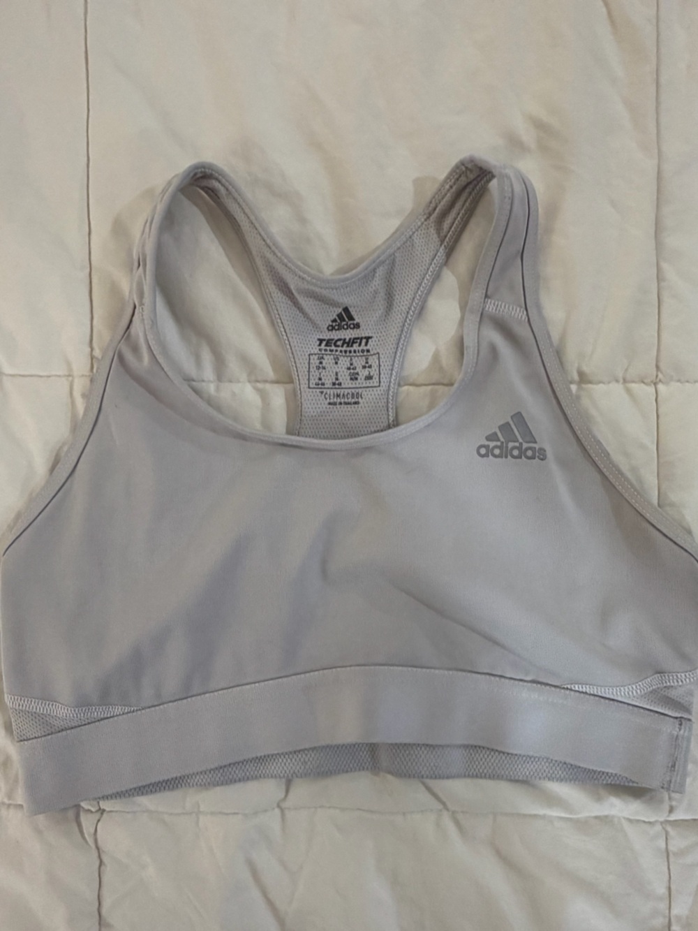 Adidas Light Gray Racerback Sports Bra with Techfit Logo